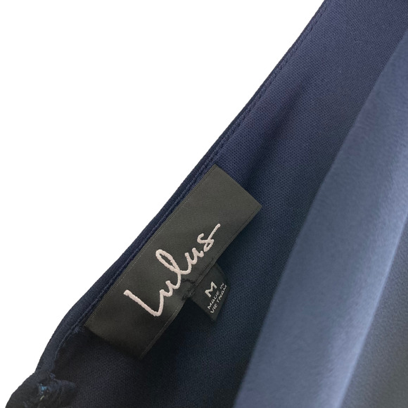 Lulus Ruched A-Line Chiffon Maxi Dress Pleated Navy Blue Gown Event - Picture 6 of 6